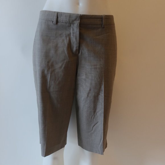 WOMENS THEORY TAUPE FLAT FRONT WOOL BLEND SHORTS 10 * - Picture 1 of 12